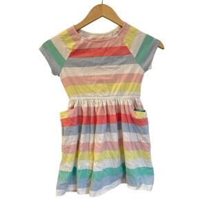 Joules Little Girl Play Dress sz 7 crewneck short sleeve striped dress